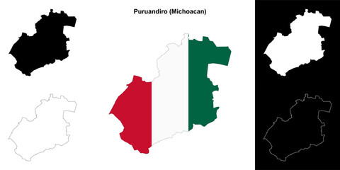 Puruandiro municipality (Michoacan) outline map set