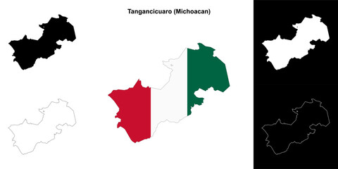 Tangancicuaro municipality (Michoacan) outline map set