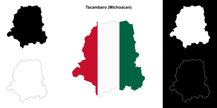 Tacambaro municipality (Michoacan) outline map set