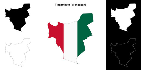 Tingambato municipality (Michoacan) outline map set