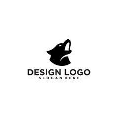 Black Wolf Head Logo Design on White Background