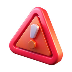 3D red exclamation mark button on a transparent background