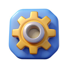 3D gear icon on a Transparent background 