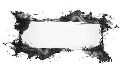 Grunge Ink Frame with Splatter and Brush Isolated on Transparent Background