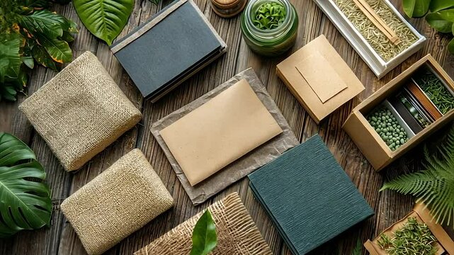 Eco-friendly packaging options on wood