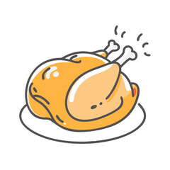 roasted chicken icon, roasted chicken vector illustration-simple illustration of roasted chicken, perfect for roasted chicken logos and icons