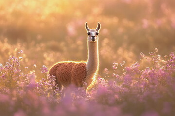Bathed in pastel light among blooming flowers, this graceful llama adds a magical touch to seasonal campaigns, romantic visuals, or calming nature-inspired content.








