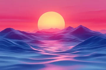 Fototapete Rund Vibrant sunset over a surreal landscape (1) © Bebek