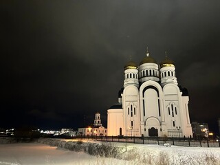 Могилев, Спасо-Преображенский храм зимней ночью