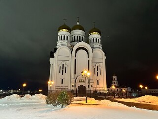 Могилев, Спасо-Преображенский храм зимней ночью