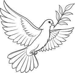 Obraz premium Dove with olive branch vector illustration graphic design