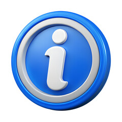 3D info glossy icon on a transparent Background