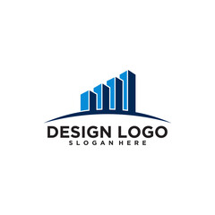Blue Building Growth Logo Design