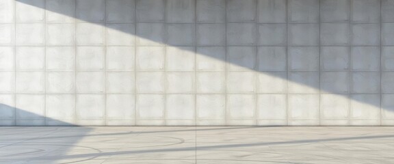 Fototapeta premium A panoramic view of a textured gray, white, and concrete tile wall and floor , architecture, backgrounds