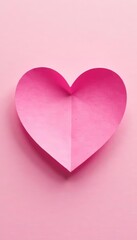 Obraz premium A pink paper heart with soft shadows on a pastel background, pink, heart, isolated