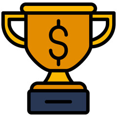 Trophy Outline Flat Icon, Solid Color Outline Flat Icon Symbol