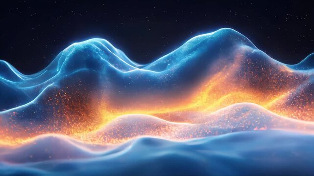 Futuristic digital visualization of glowing waves, resembling a spectrogram or data analysis concept
