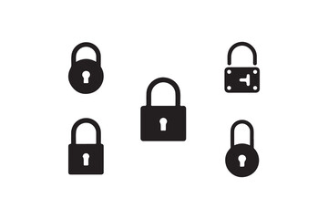 Simple Black Padlock Icons Set