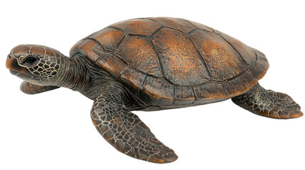 Fototapeta premium Sea turtle action pose ocean floor cutout background marine environment close-up wildlife concept