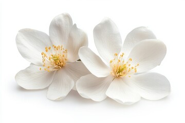 Obraz premium White magnolia flowers isolated on white background showcasing delicate petals