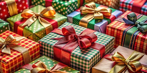A Collection of Beautifully Wrapped Presents with Festive Ribbons and Bows Ready for Giving