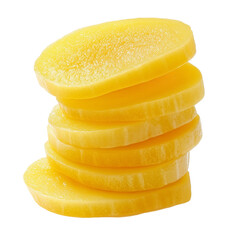 Pickled Yellow Daikon Radish Slices isolated on transparent or white background	
