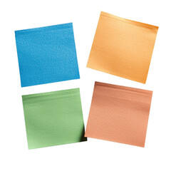 Fototapeta premium Collection of four differently colored papers displayed together to showcase variety in textures and hues isolated on transparent background..