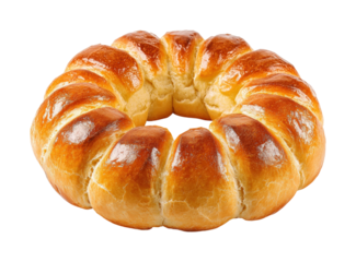 Delicious freshly baked brioche bread ring bakery food warm environment isolated on transparent background png