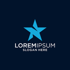 Blue Geometric Star Letter N Logo on Dark Background