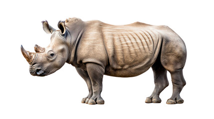 Obraz premium Rhinoceros adventure wildlife sanctuary cutout background nature side view conservation awareness