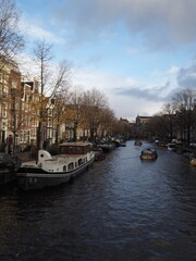 Fototapeta premium Amsterdam Dutch city landscape, canel