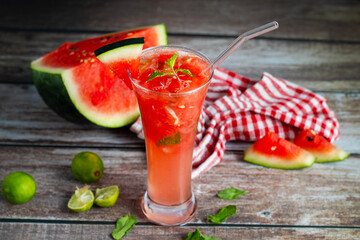 Refreshing watermelon mojito with mint, lime, and rum—perfectly sweet, tangy, and cool for summer...