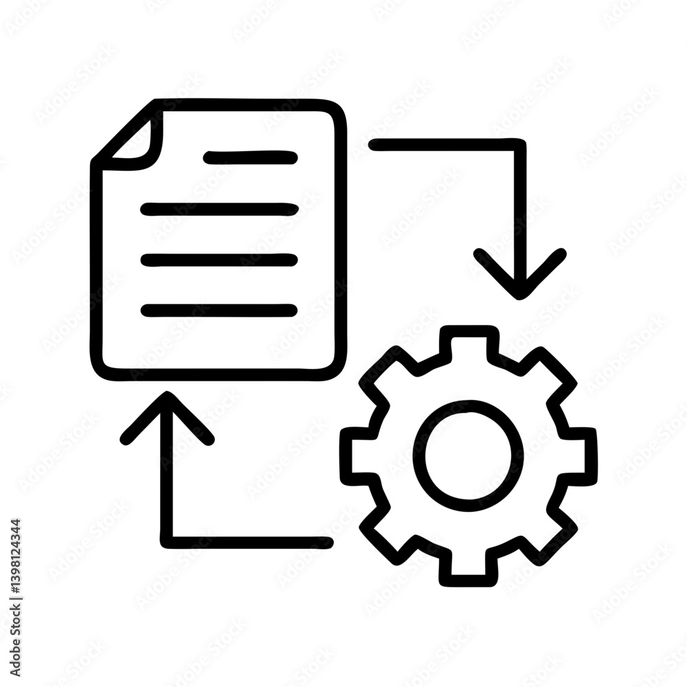 Poster data processing automation workflow icon vector illustration for software design