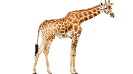 Fototapeta premium Giraffe in cutout background wildlife scene animal photography studio setting side view nature concept