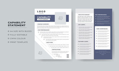 capability statement design for company, capability statement Colorful documents layout