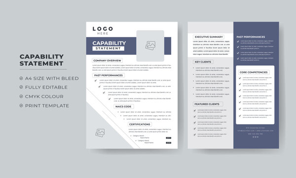 capability statement design for company, capability statement Colorful documents layout
