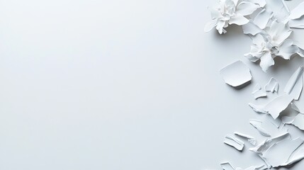 Artistic white background display with floral texture minimalist style studio setting abstract concept