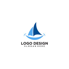 Blue Sailboat Logo Design with a Smile
