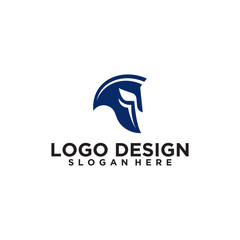 Blue Spartan Helmet Logo Design