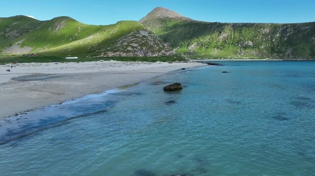 Haukland Beach, Lofoten Islands, Norway, Crystal clear water and stunning Mountains