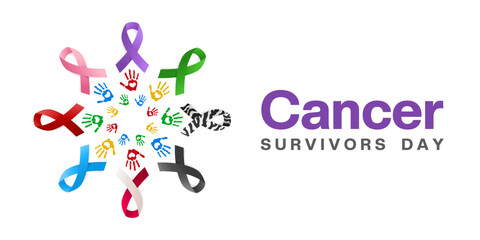 National Cancer Survivors Day. Great for posters, banners, social media and more. White background.