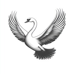 Obraz premium Graceful swan in flight, wings outstretched.