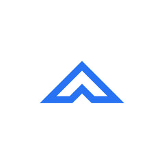 Blue Upward Triangle Shape on White Background
