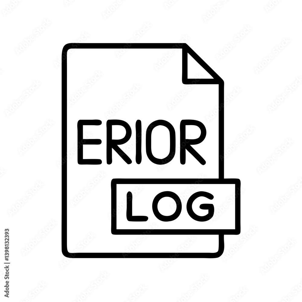 Poster error log file document icon vector illustration for system failure analysis