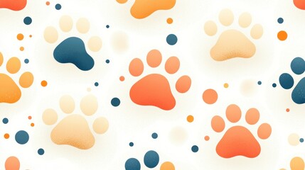 Fototapeta premium Colorful Paw Prints Seamless Pattern Design