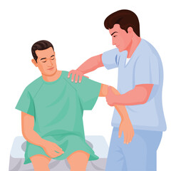 Obraz premium Doctor Giving Physical Therapy To Patient, medical illustration
