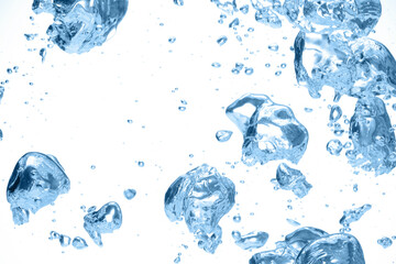 Many air bubbles in clean water, closeup