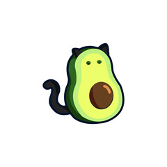 Cute Cartoon Avocado with Cat Ears and Tail