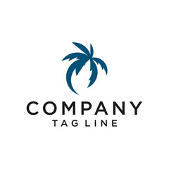 Dark Blue Stylized Palm Tree Logo on White Background