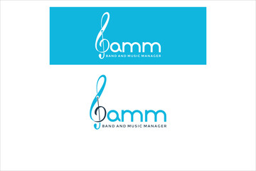Cyan Treble Clef Logo Design with White Text